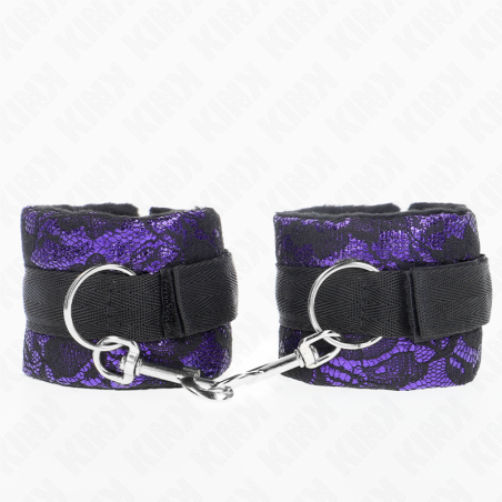 KINK - MUÑEQUERAS CORTAS DE ENCAJE TERCIOPELO Y UNIÓN DE NYLON VIOLETA/NEGRO 23 X 6.5 CM KINK WRIST RESTRAINT