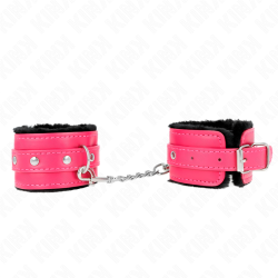 KINK - MUÑEQUERAS FORRADAS PREMIUM NEGRO CON CORREA FUCSIA AJUSTABLE 17-29 CM X 6 CM KINK WRIST RESTRAINT