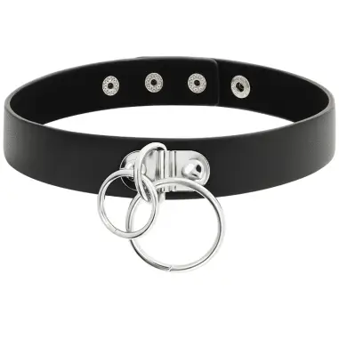 Choker Cuero Vegano Doble Anilla | Coquette Chic Desire