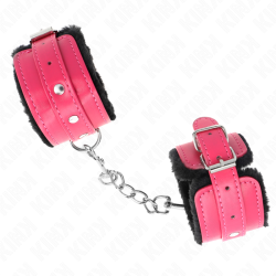 KINK - MUÑEQUERAS FORRADAS PREMIUM NEGRO CON CORREA FUCSIA AJUSTABLE 17-29 CM X 6 CM KINK WRIST RESTRAINT 2