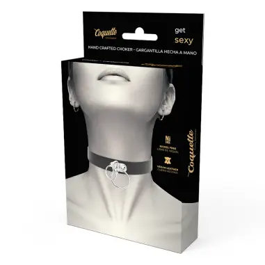 Choker Cuero Vegano Doble Anilla | Coquette Chic Desire