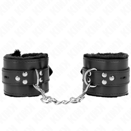 KINK - MUÑEQUERAS FORRADAS CON AGUJEROS CUADRADOS NEGRO Y CORREA NEGRO AJUSTABLE 17-29 CM X 6 CM KINK WRIST RESTRAINT