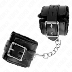 KINK - MUÑEQUERAS FORRADAS CON AGUJEROS CUADRADOS NEGRO Y CORREA NEGRO AJUSTABLE 17-29 CM X 6 CM KINK WRIST RESTRAINT 2