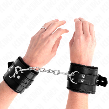 KINK - MUÑEQUERAS FORRADAS CON AGUJEROS CUADRADOS NEGRO Y CORREA NEGRO AJUSTABLE 17-29 CM X 6 CM KINK WRIST RESTRAINT