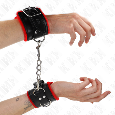 KINK - MUÑEQUERAS FORRADAS CON AGUJEROS CUADRADOS ROJO Y CORREA NEGRO AJUSTABLE 17-29 CM X 6 CM KINK WRIST RESTRAINT