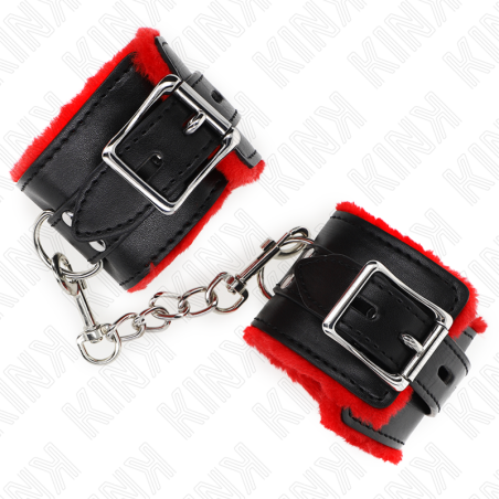 KINK - MUÑEQUERAS FORRADAS CON AGUJEROS CUADRADOS ROJO Y CORREA NEGRO AJUSTABLE 17-29 CM X 6 CM KINK WRIST RESTRAINT