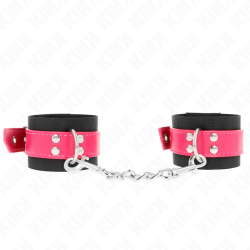 KINK - MUÑEQUERAS DE NYLON NEGRO CON CORREA POLIPIEL FUSCIA AJUSTABLE 19-29 CM X 5.1 CM KINK WRIST RESTRAINT
