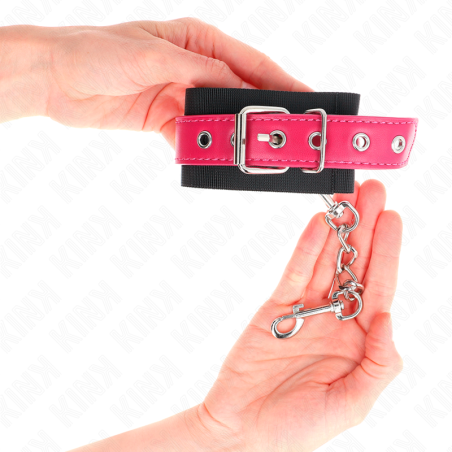 KINK - MUÑEQUERAS DE NYLON NEGRO CON CORREA POLIPIEL FUSCIA AJUSTABLE 19-29 CM X 5.1 CM KINK WRIST RESTRAINT