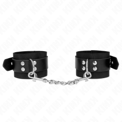 KINK - MUÑEQUERAS DE NYLON NEGRO CON CORREA CUERO NEGRO AJUSTABLE 19-29 CM X 5.1 CM KINK WRIST RESTRAINT