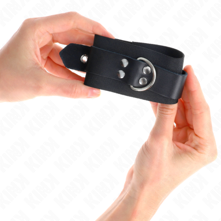 KINK - MUÑEQUERAS DE NYLON NEGRO CON CORREA CUERO NEGRO AJUSTABLE 19-29 CM X 5.1 CM KINK WRIST RESTRAINT