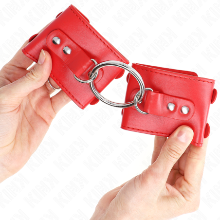 KINK - MUÑEQUERAS FIJAS CON ANILLA Y TACHUELAS ROJO AJUSTABLE 17-22 CM X 6.5 CM KINK WRIST RESTRAINT