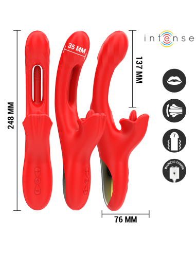 INTENSE - JESSICA VIBRADOR MULTIFUNCIÓN ESTIMULACIÓN CLÍTORIS 24.8 CM ROJO 