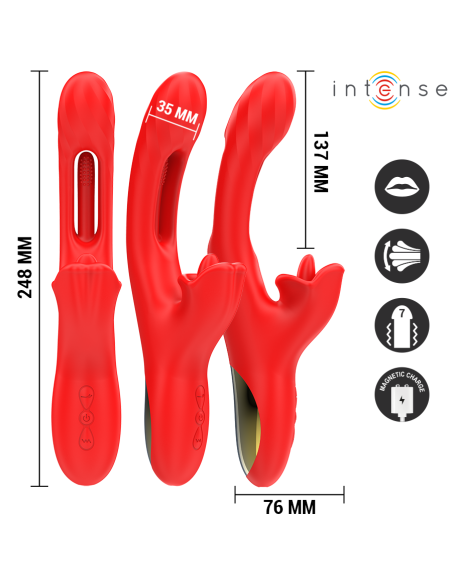 INTENSE - JESSICA VIBRADOR MULTIFUNCIÓN ESTIMULACIÓN CLÍTORIS 24.8 CM ROJO 