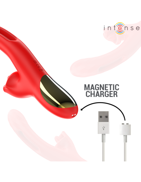 INTENSE - JESSICA VIBRADOR MULTIFUNCIÓN ESTIMULACIÓN CLÍTORIS 24.8 CM ROJO 