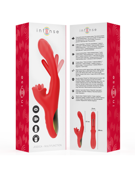 INTENSE - JESSICA VIBRADOR MULTIFUNCIÓN ESTIMULACIÓN CLÍTORIS 24.8 CM ROJO 
