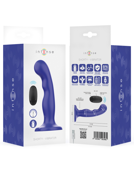 INTENSE - SHORTY VIBRADOR CON VENTOSA AZUL CONTROL REMOTO 