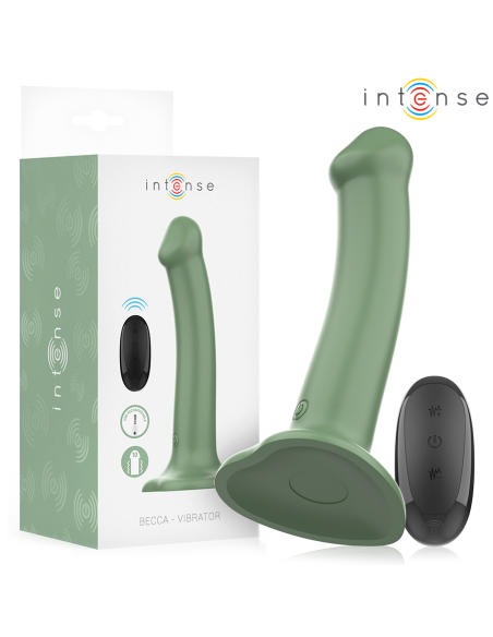 INTENSE - BECCA VIBRADOR CON VENTOSA 10 VIBRACIONES VERDE CONTROL REMOTO 