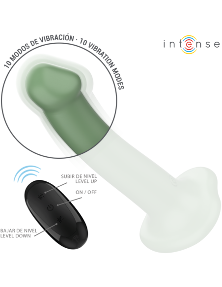 INTENSE - BECCA VIBRADOR CON VENTOSA 10 VIBRACIONES VERDE CONTROL REMOTO 
