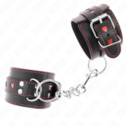 KINK - MUÑEQUERAS NEGRO CON INCRUSTACIÓN DE CORAZÓN ROJO AJUSTABLE 21-28 CM X 5.5 CM KINK WRIST RESTRAINT 2