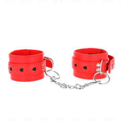 KINK - MUÑEQUERAS ROJO CON INCRUSTACIÓN DE CORAZÓN NEGRO AJUSTABLE 21-28 CM X 5.5 CM KINK WRIST RESTRAINT 2