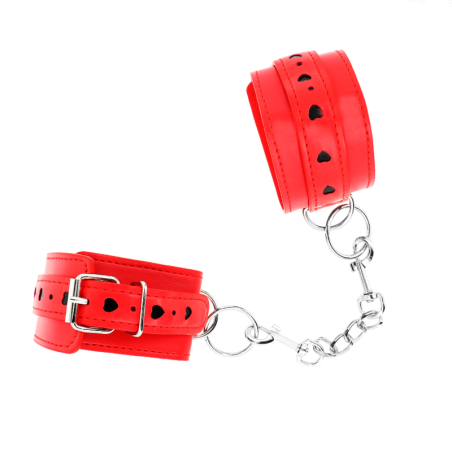 KINK - MUÑEQUERAS ROJO CON INCRUSTACIÓN DE CORAZÓN NEGRO AJUSTABLE 21-28 CM X 5.5 CM KINK WRIST RESTRAINT