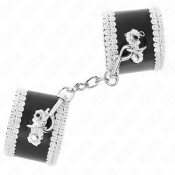 KINK - MUÑEQUERAS NEGRO CON ENCAJE DECORATIVO BLANCO AJUSTABLE 20-23 CM X 5.5 CM KINK WRIST RESTRAINT 2