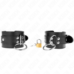 KINK - MUÑEQUERAS CON BLOQUEO DE CANDADO EN ANILLAS NEGRO AJUSTABLE 20-28 CM X 5.5 CM KINK WRIST RESTRAINT