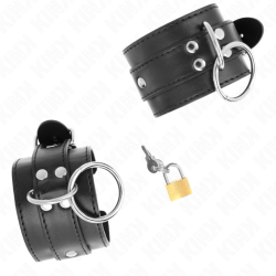 KINK - MUÑEQUERAS CON BLOQUEO DE CANDADO EN ANILLAS NEGRO AJUSTABLE 20-28 CM X 5.5 CM KINK WRIST RESTRAINT 2