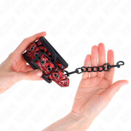 KINK - MUÑEQUERAS CON PATRÓN DE DIAMANTES ROJO OSCURO AJUSTABLE 17-26 CM X 5.5 CM KINK WRIST RESTRAINT