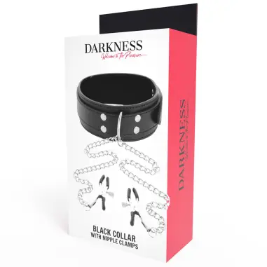 Collar con Pinzas para Pezones Negro - Ajustable | Darkness