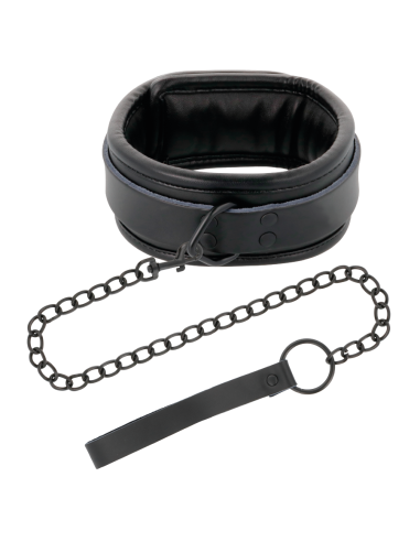 DARKNESS - ESPOSAS Y COLLAR DE CUERO NEGRO 