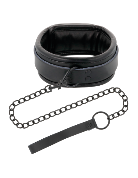 DARKNESS - ESPOSAS Y COLLAR DE CUERO NEGRO 