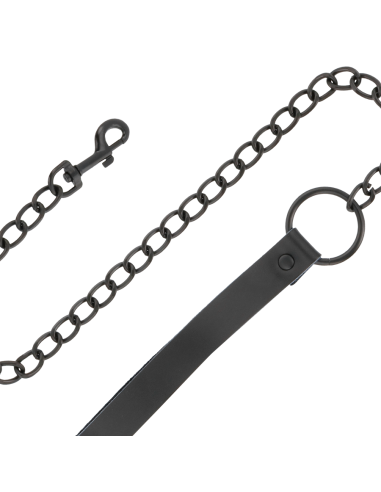 DARKNESS - ESPOSAS Y COLLAR DE CUERO NEGRO 