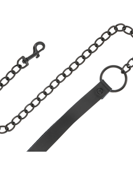 DARKNESS - ESPOSAS Y COLLAR DE CUERO NEGRO 