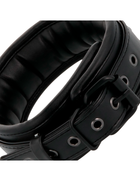 DARKNESS - ESPOSAS Y COLLAR DE CUERO NEGRO 