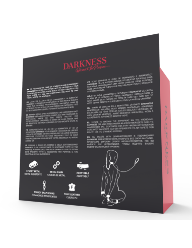 DARKNESS - ESPOSAS Y COLLAR DE CUERO NEGRO 