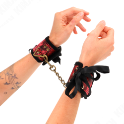 KINK - MUÑEQUERAS DISEÑO ESCÁNDALO ROJO-NEGRO DETALLE LAZO 24.5 CM X 6.5 CM KINK WRIST RESTRAINT