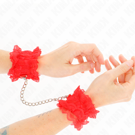 KINK - MUÑEQUERAS ELÁSTICAS DE ENCAJE ROJO KINK WRIST RESTRAINT