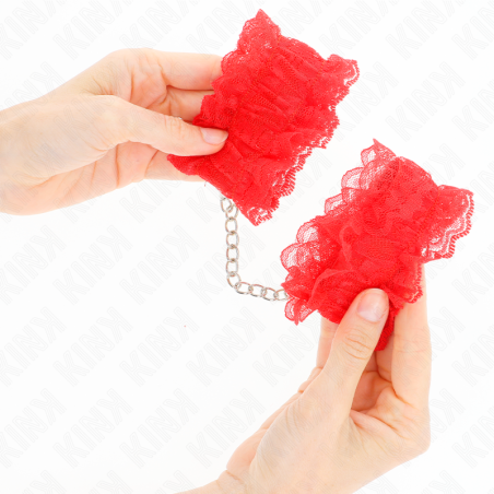 KINK - MUÑEQUERAS ELÁSTICAS DE ENCAJE ROJO KINK WRIST RESTRAINT
