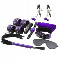 SECRETPLAY - BDSM SET 8PCS LILA / NEGRO SECRETPLAY 100% FETISH