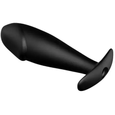 Plug Anal Silicona Forma Pene y 12 Modos Vibración Negro