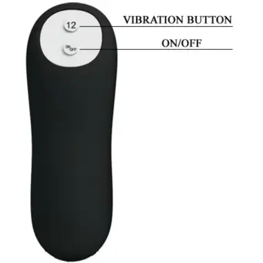 Plug Anal Silicona Forma Pene y 12 Modos Vibración Negro