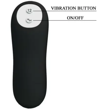 Plug Anal Silicona Forma Pene y 12 Modos Vibración Negro