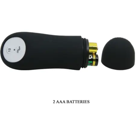 Plug Anal Silicona Forma Pene y 12 Modos Vibración Negro