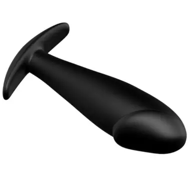 Plug Anal Silicona Forma Pene y 12 Modos Vibración Negro