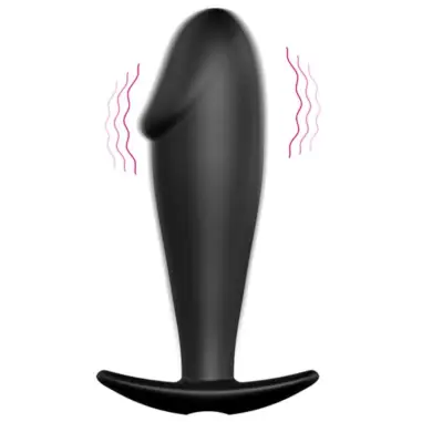 Plug Anal Silicona Forma Pene y 12 Modos Vibración Negro
