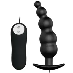 PRETTY LOVE - PLUG ANAL SILICONA ESTIMULACIÓN EXTRA Y 12 MODOS VIBRACIÓN NEGRO CONTROL REMOTO
