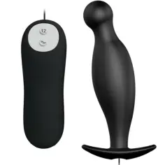 PRETTY LOVE - PLUG ANAL SILICONA 12 MODOS VIBRACIÓN NEGRO
