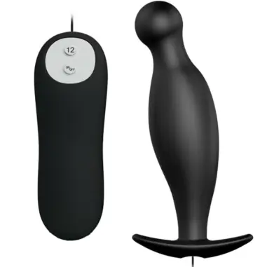 PRETTY LOVE - PLUG ANAL SILICONA 12 MODOS VIBRACIÓN NEGRO