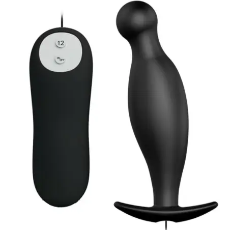 PRETTY LOVE - PLUG ANAL SILICONA 12 MODOS VIBRACIÓN NEGRO